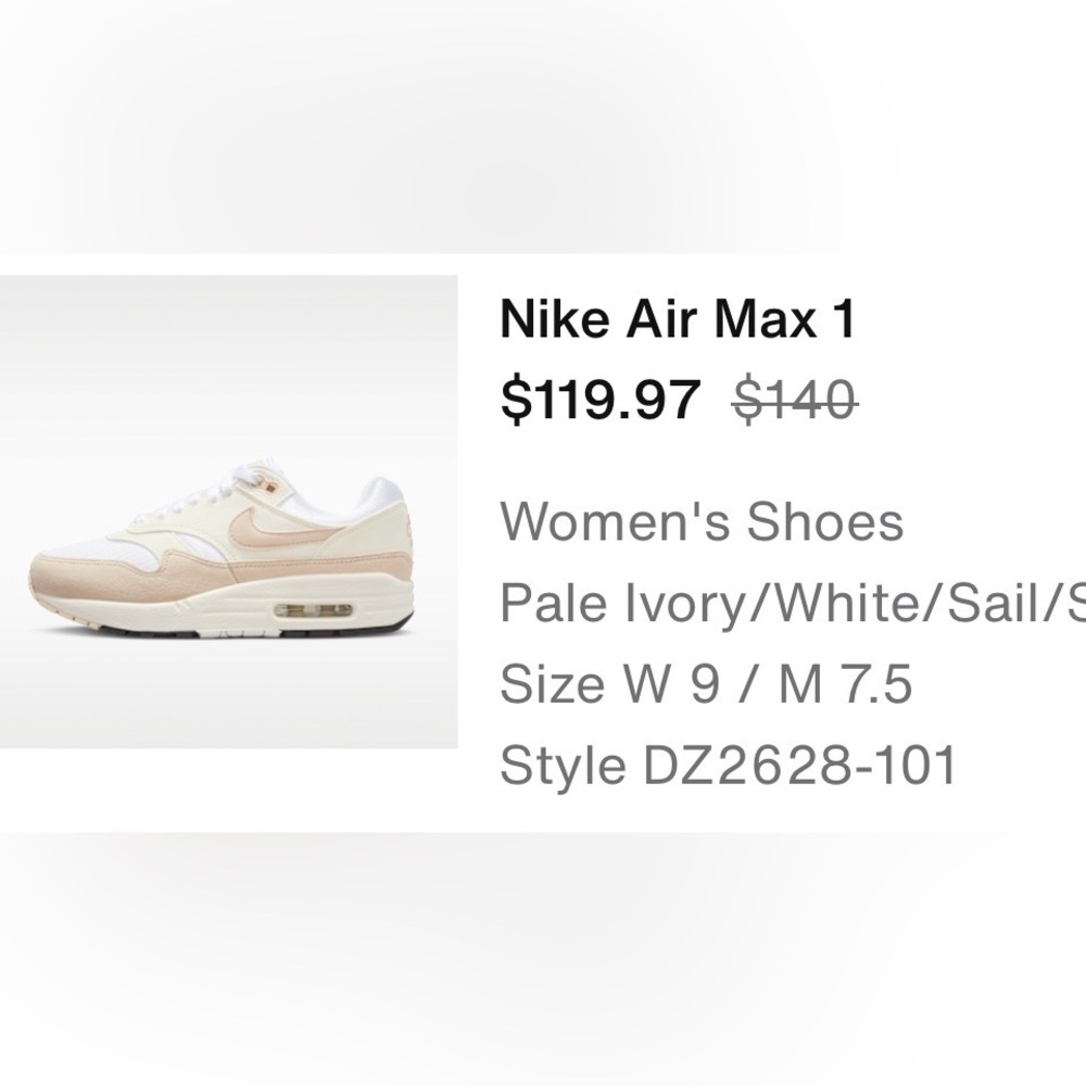 Nike Women's Athletic Sneakers in White and Light Beige - Picture 3 of 3